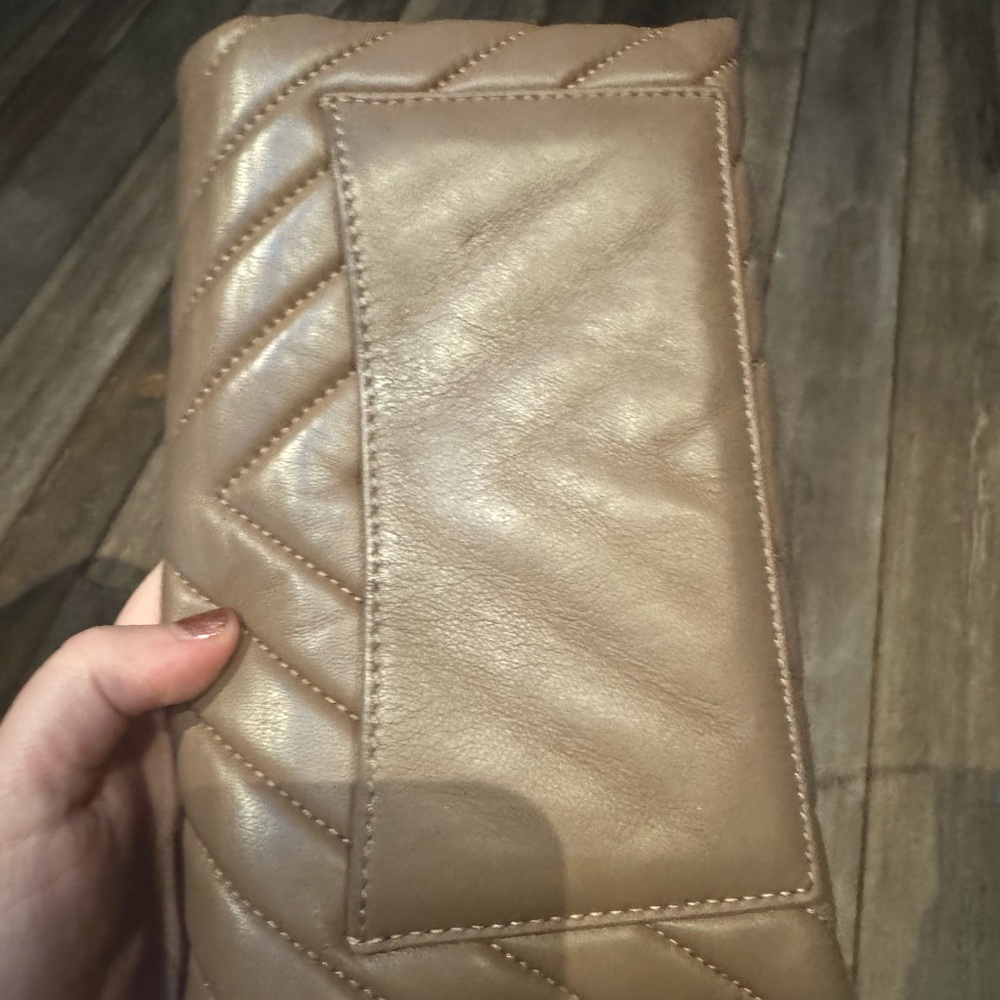 Italian Leather Quilted Wallet Crossbody, Quince, Dark Taupe - Picture 7 of 8